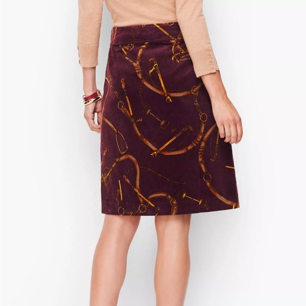 NWT Talbots Equestrian Print Corduroy A-line Skirt 18 - Picture 2 of 8